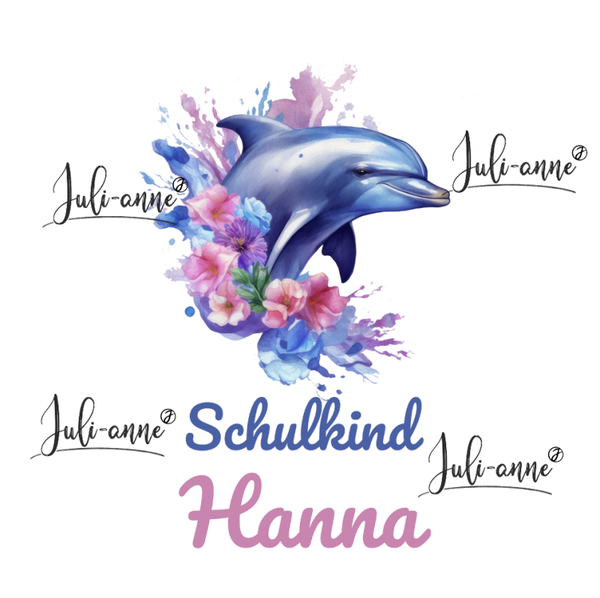 Bügelbild Schulkind AQUA DELFIN 2  Name