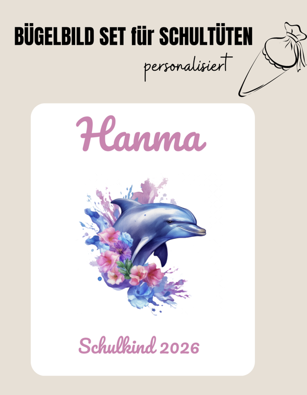 Set für Schultüte *personalisiert* AQUA DELFIN 2