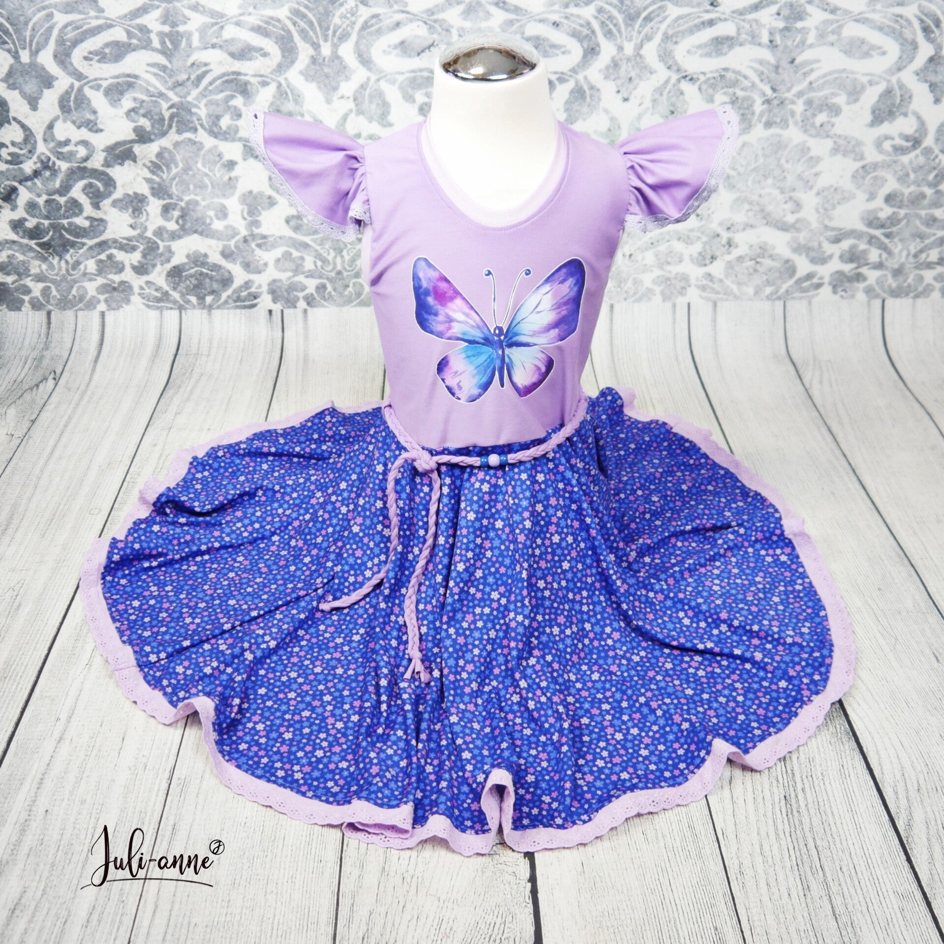 Drehkleid - Schmetterling Blau Lila #Einschulung Step by Step Butterfly Maja