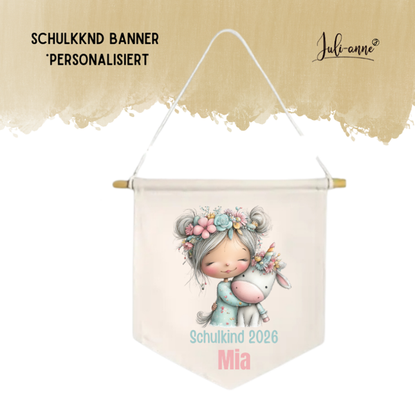 LEINWAND-BANNER Schulkind *personalisiert - Einhorn Mädchen 4
