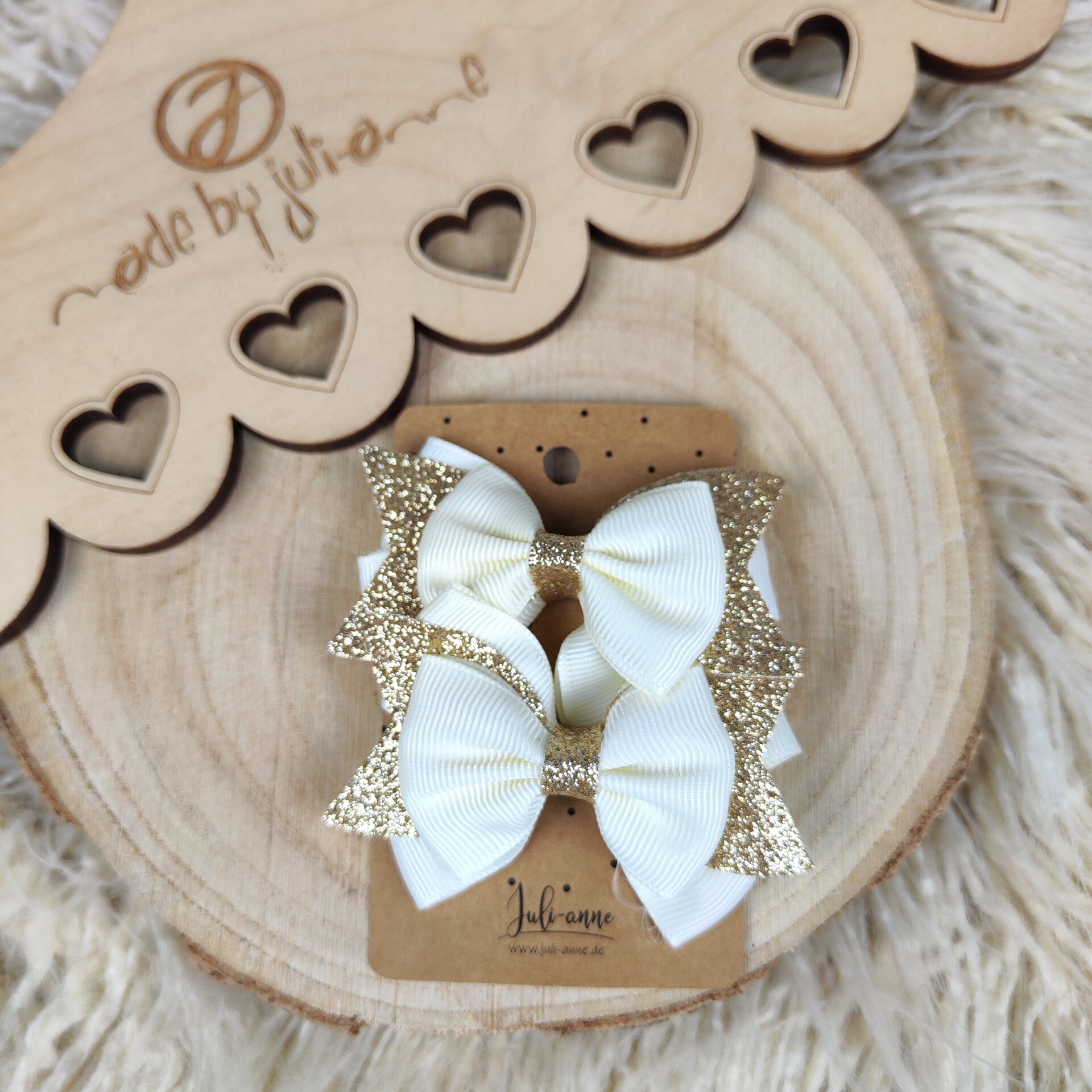 Schleifen Haar-Clip Gold Creme