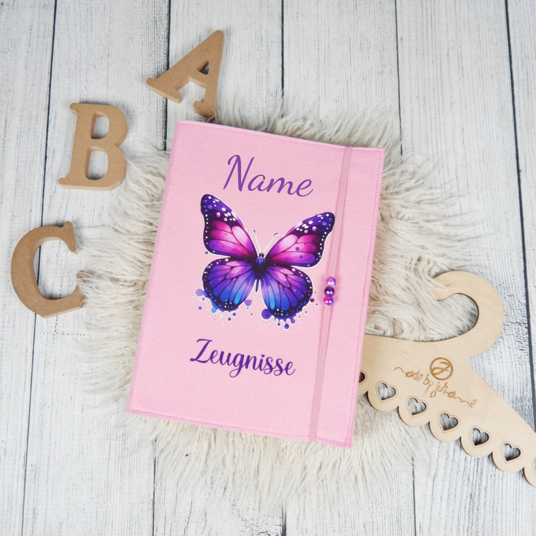 Zeugnismappe Schmetterling Rosa Lila