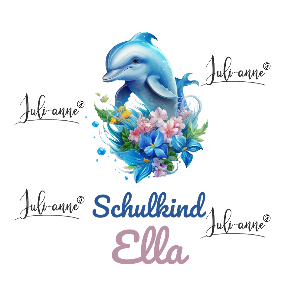 Bügelbild Schulkind AQUA DELFIN 4  Name