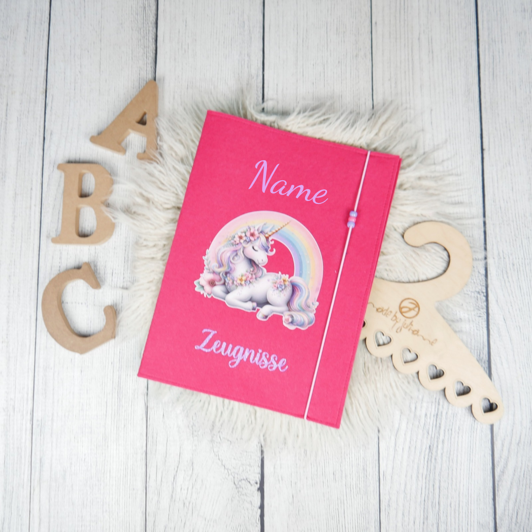 Zeugnismappe Pink Rainbow Unicorn