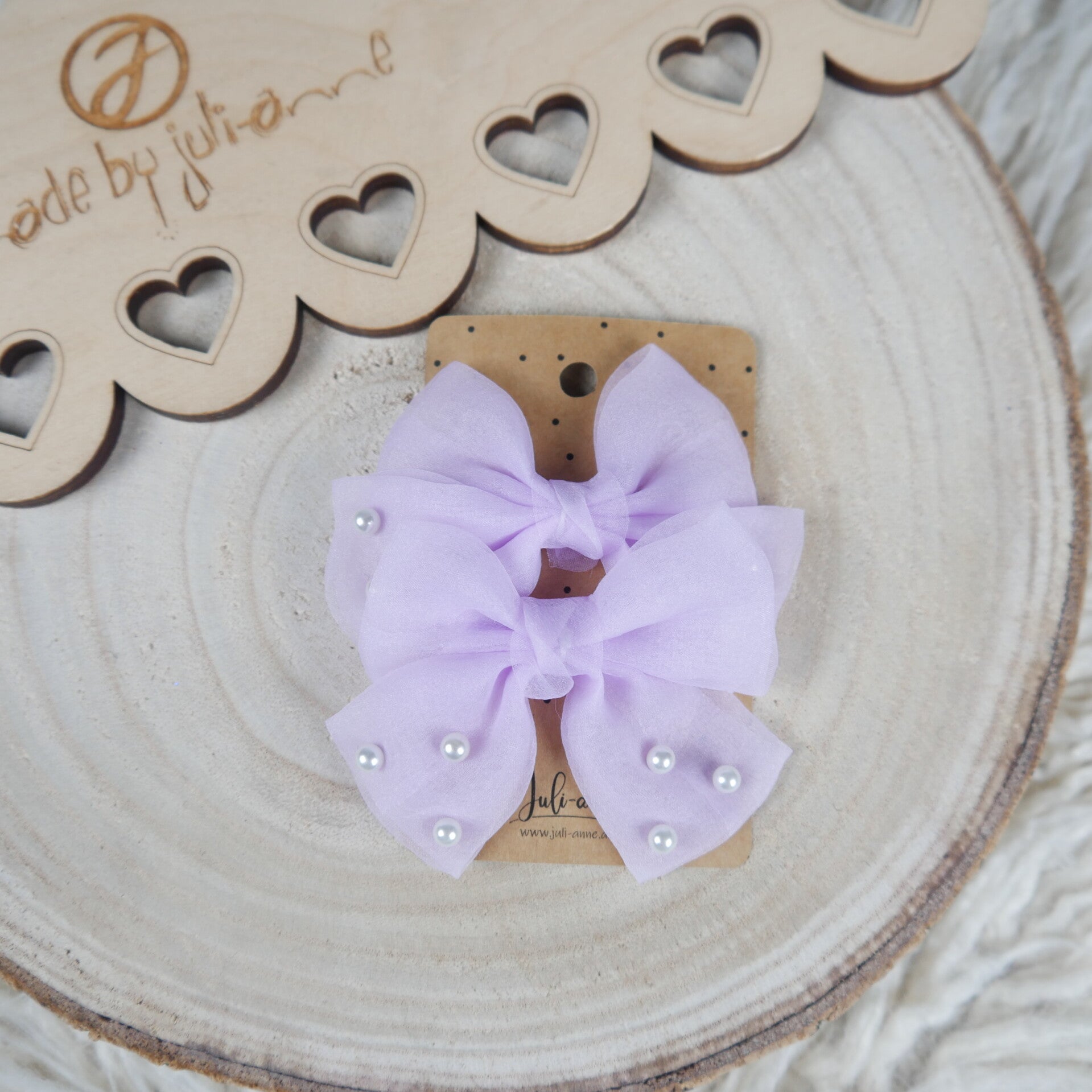 Schleifen Haar-Clip Flieder Tüll mit Perlen