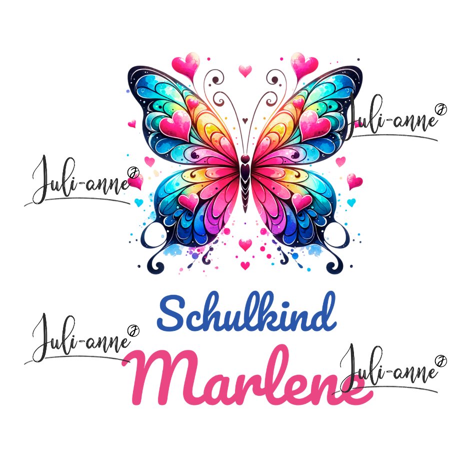 Bügelbild Schulkind LOVELY BUTTERFLY 2 Name