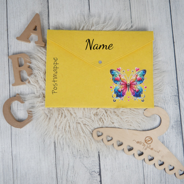 POSTMAPPE GELB  -Schmetterling - personalisiert
