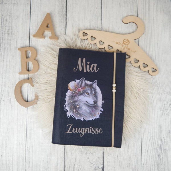 Zeugnismappe Wolf Dunkelblau