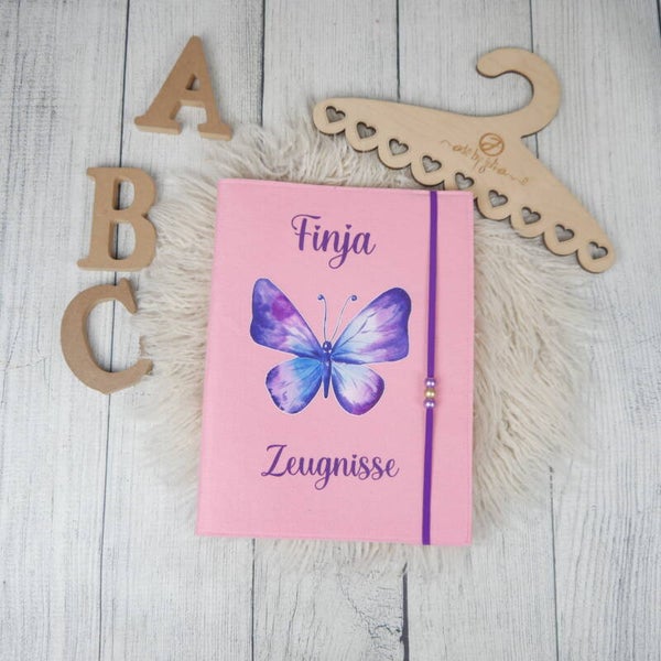 Zeugnismappe Schmetterling Rosa