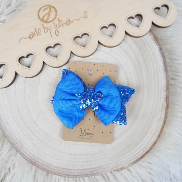 Schleifen Haar-Clip Glitzer Stern Royalblau