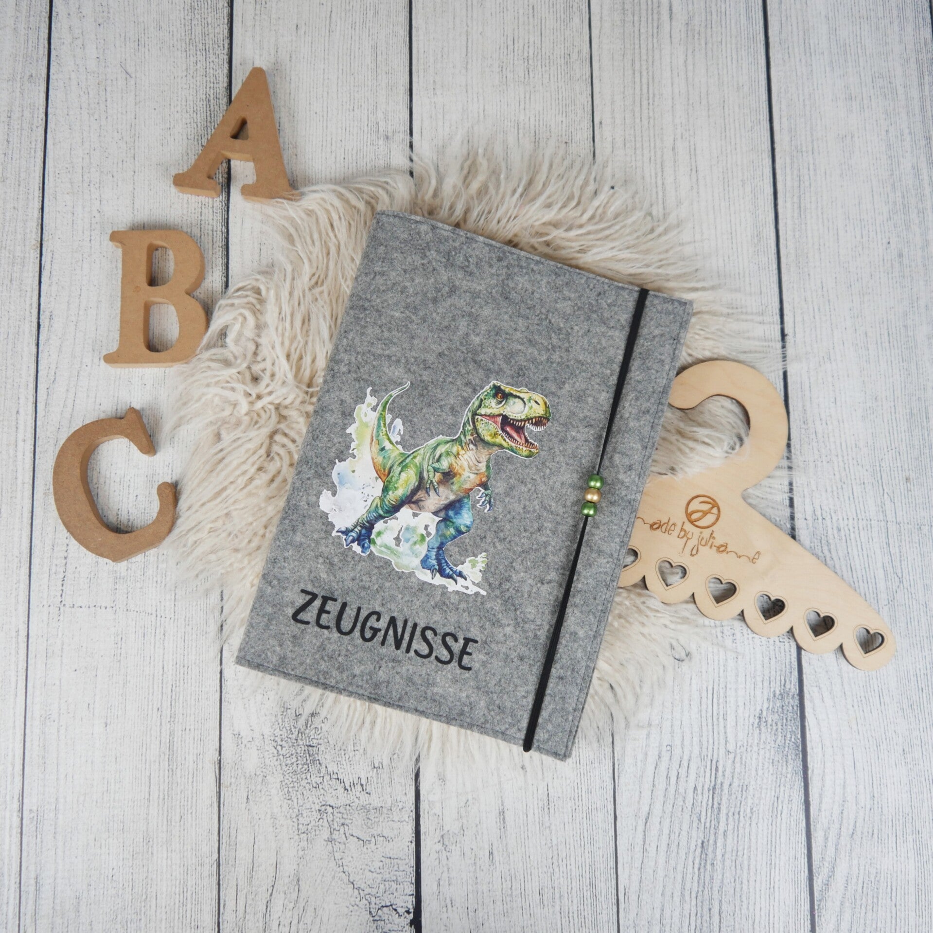 Zeugnismappe T-Rex Grau Meliert
