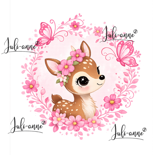 Bügelbild REH BLUMENKRANZ