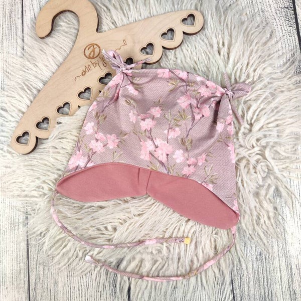 KU 47-49 Öhrchen Mütze Kirschblüte Beige #Übergang