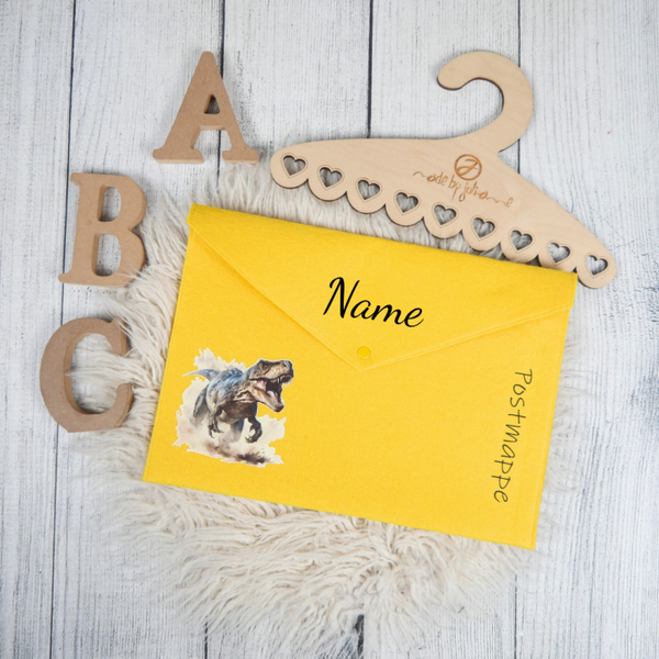 POSTMAPPE GELB - T-Rex - personalisiert