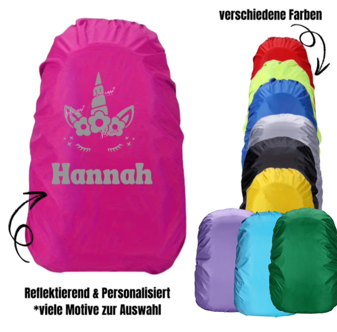 Regen-Hülle für Ranzen reflektierend personalisiert Wunschmotiv
