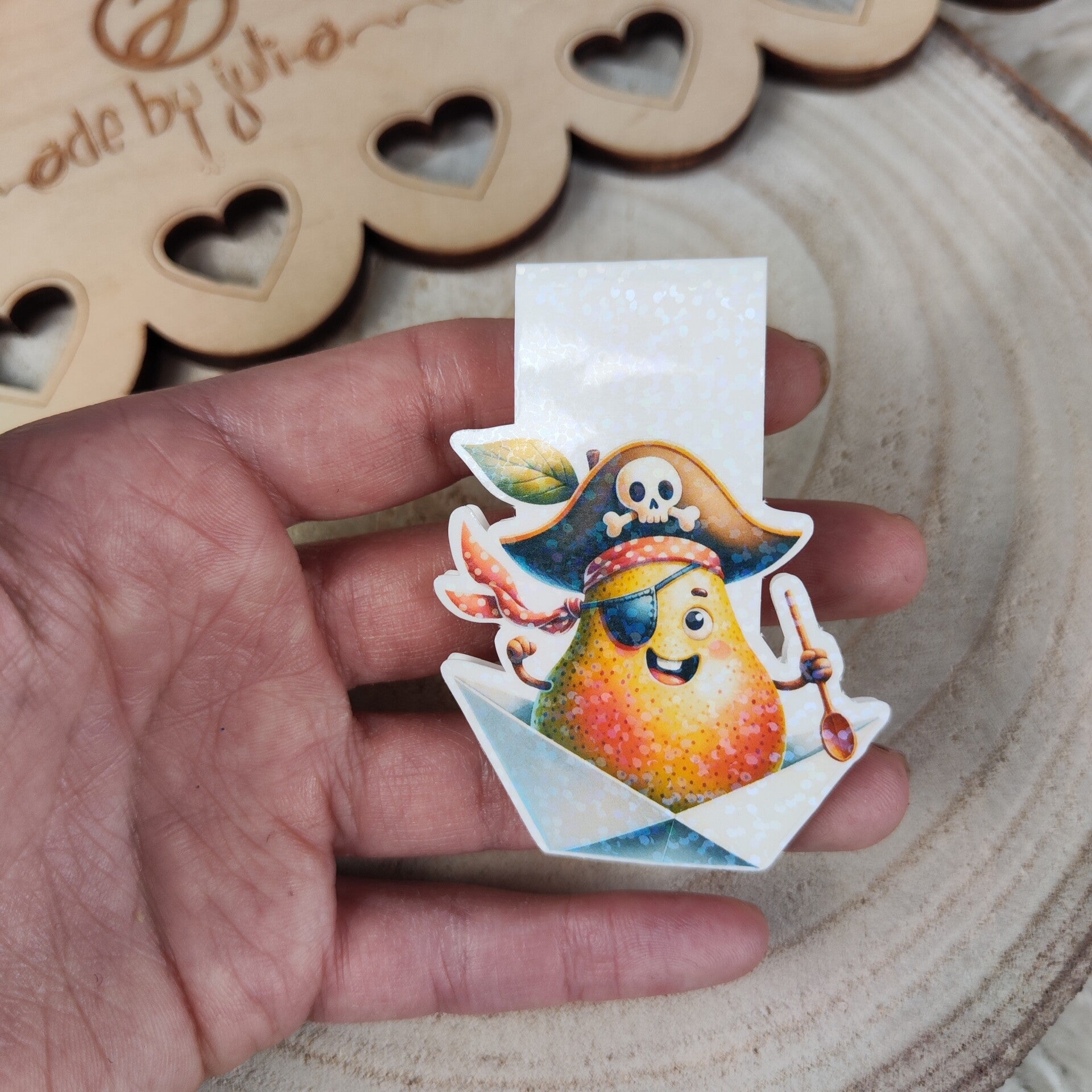 Magnet - Lesezeichen - Birne Pirat  - personalisierbar