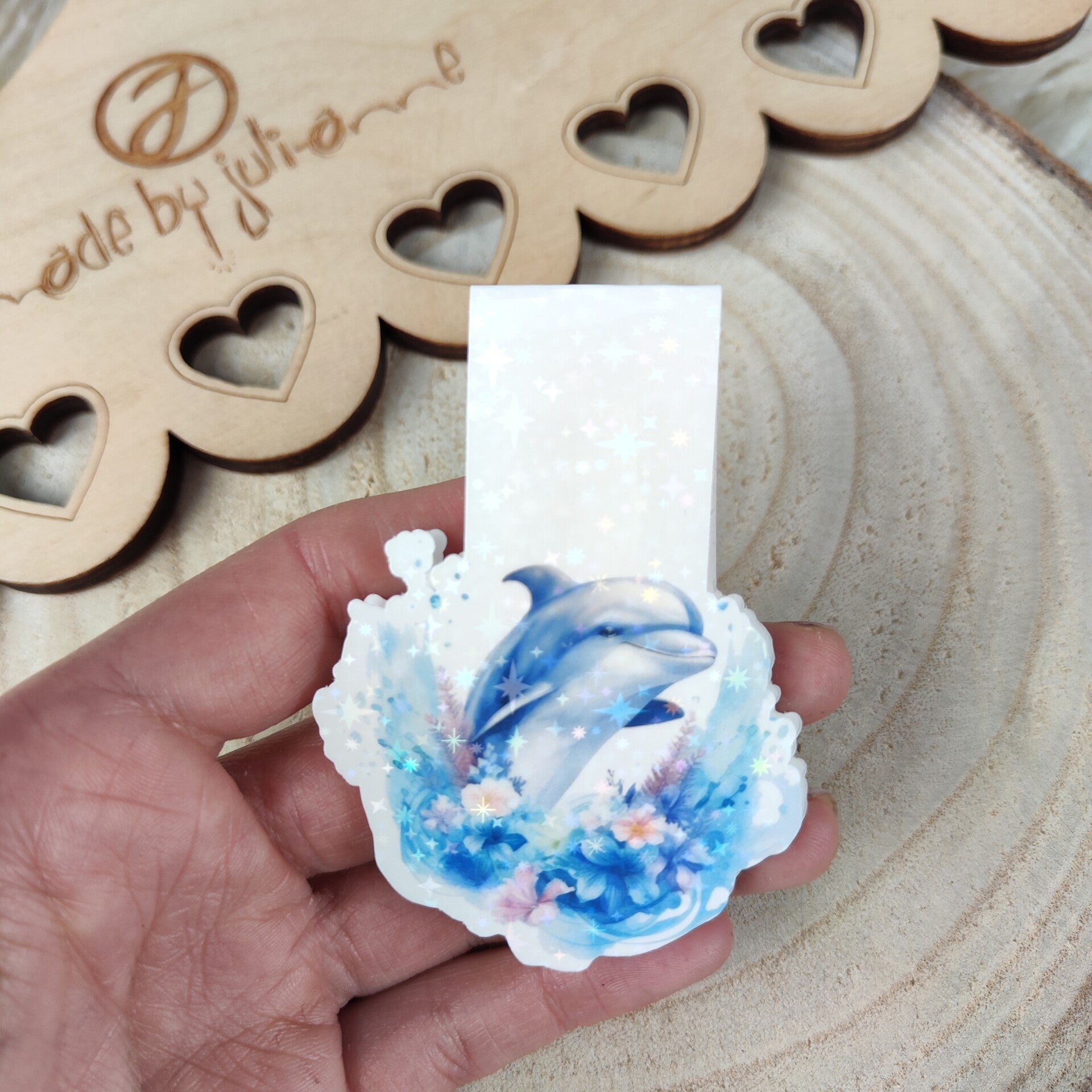 Magnet - Lesezeichen - Aqua Delfin 2  - personalisierbar