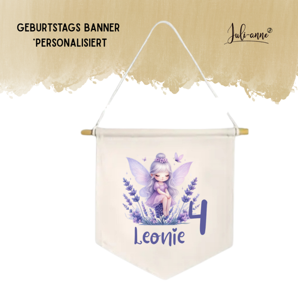 LEINWAND-BANNER Geburtstag *personalisiert - Lavendel Fee 1