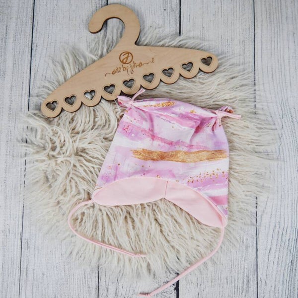 KU 47/49 Öhrchen Mütze Fake Glitzer Stripes Rosa   #Übergang