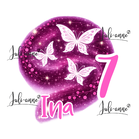 Bügelbild Geburtstag Butterfly Ina 1 ZAHL & NAME