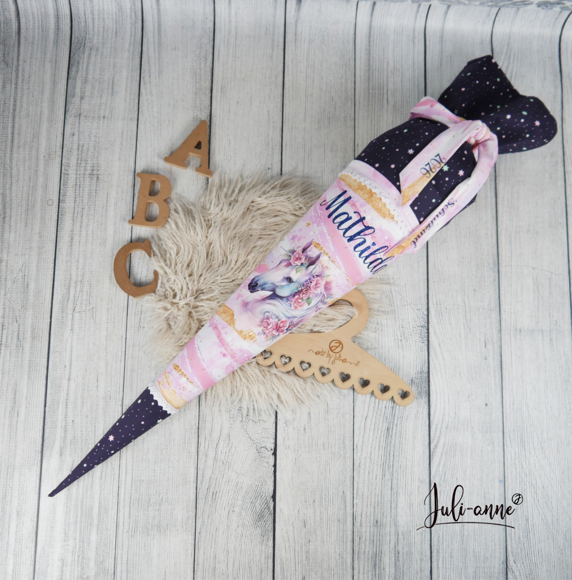 Schultüte Einhorn & Sterne 70cm / 85cm / Geschwister School Mood Ella Pony