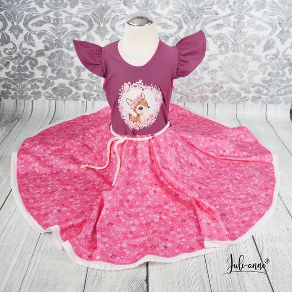Drehkleid - Reh und Blumen #Einschulung Beckmann Forrest Deer