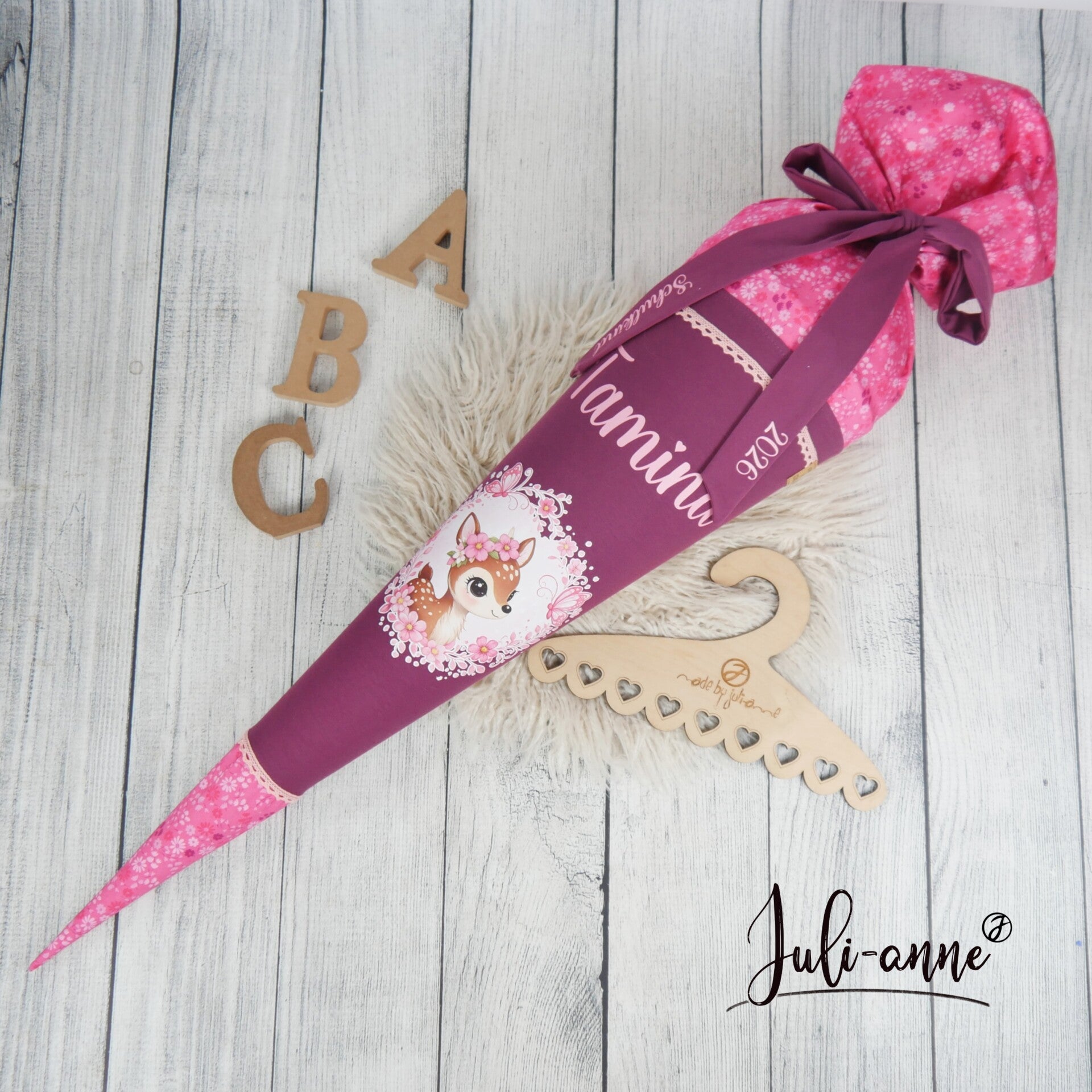 Schultüte Reh Blumenkranz 70cm / 85cm / Geschwister Beckmann Forrest Deer