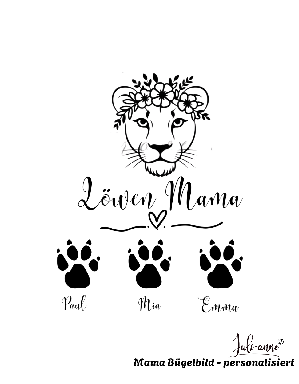 MAMA Löwe - Bügelbild zu Muttertag - personalisiert
