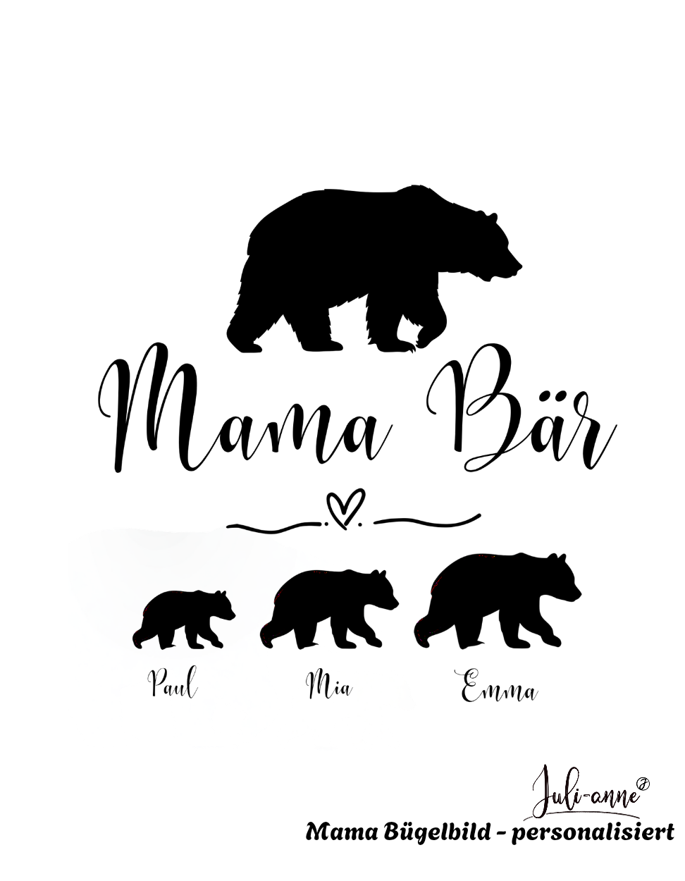 MAMA BÄR - Bügelbild zu Muttertag - personalisiert