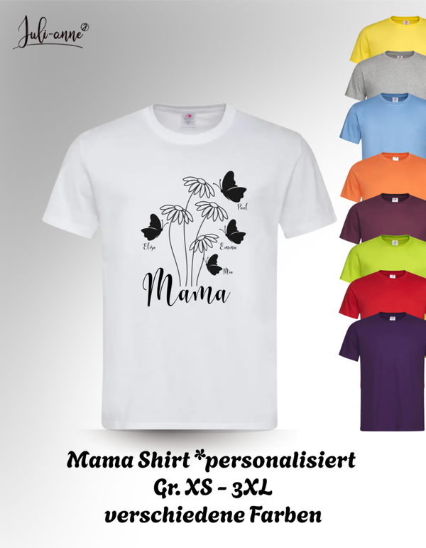 MAMA BLUMEN & SCHMETTERLINGE - Shirt zum Muttertag - personalisiert