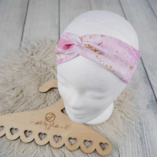 KU 54-57 Bandeau Haarband - Glitzer Gold Rosa