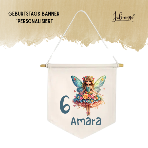 LEINWAND-BANNER Geburtstag *personalisiert - BLUMENFEE