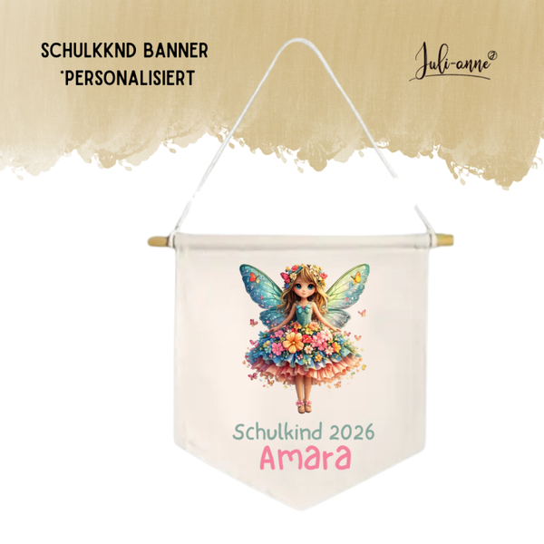 LEINWAND-BANNER Schulkind *personalisiert - Blumenfee