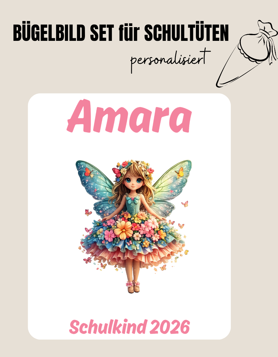 Set für Schultüte *personalisiert* BLUMENFEE