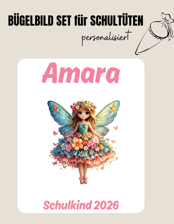 Set für Schultüte *personalisiert* BLUMENFEE