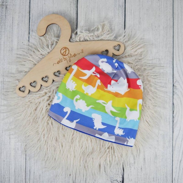 Beanie Dino Regenbogenstreifen