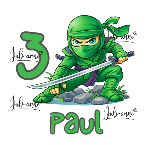 Bügelbild Geburtstag NINJA ZAHL & NAME