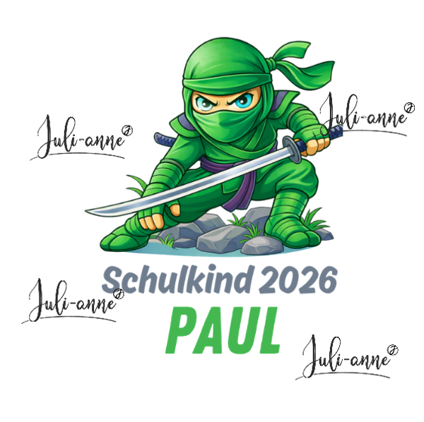 Bügelbild Schulkind NINJA mitName