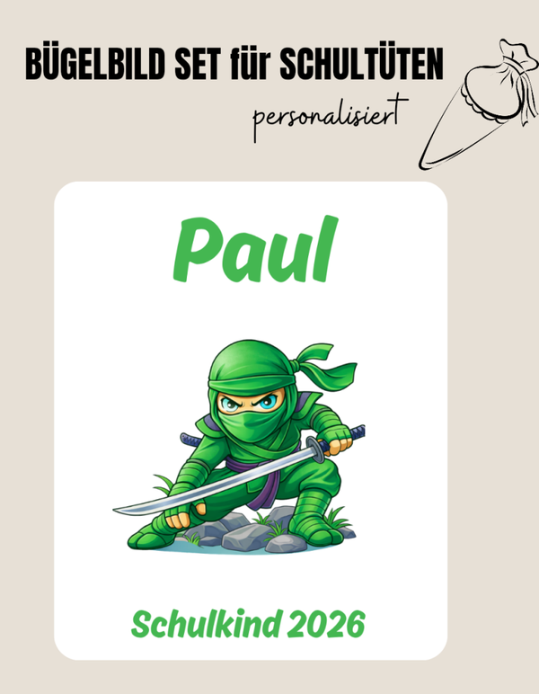 Set für Schultüte *personalisiert* NINJA