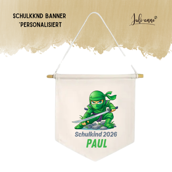 LEINWAND-BANNER Schulkind *personalisiert - NINJA