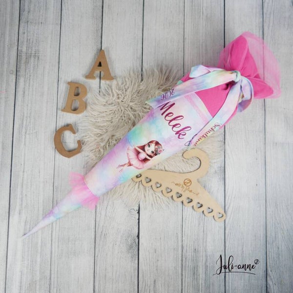 Schultüte Ballerina Bunt mit Pink Tüll 70cm / 85cm / Geschwister