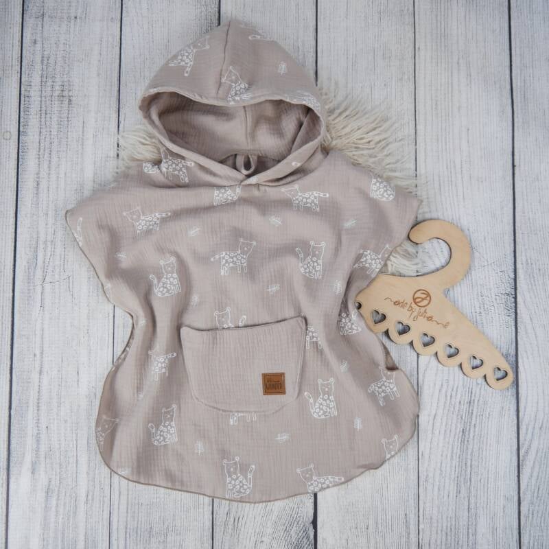 98/104 Musselin Bade-Poncho Leoparden Beige