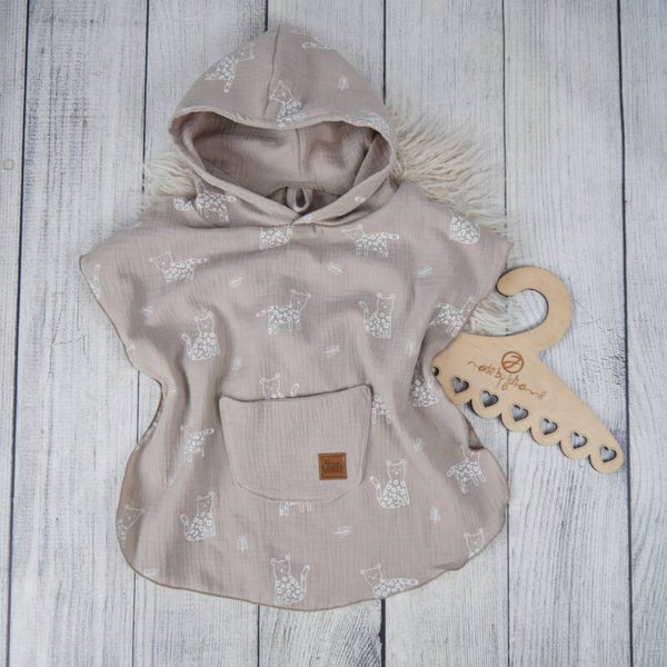 86/92 Musselin Bade-Poncho Leoparden Beige