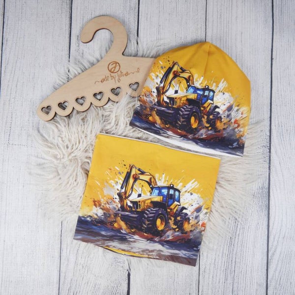 KU 42 - 49 Set: Beanie & Schlupfschal Bagger