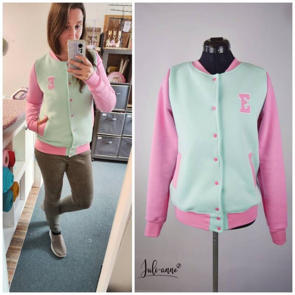 Damen College Jacke - Mint Rosa  *personalisierbar
