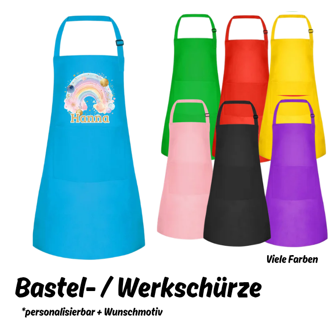 Werk-/Bastelschürze - personalisiert - Regenbogen