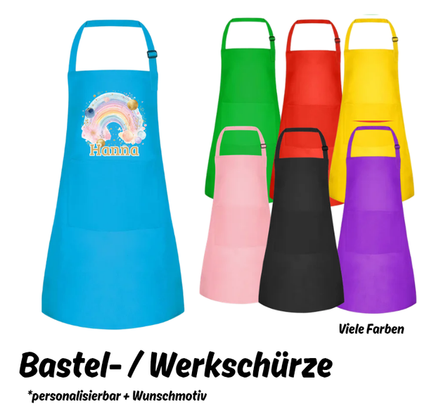 Werk-/Bastelschürze - personalisiert - Regenbogen