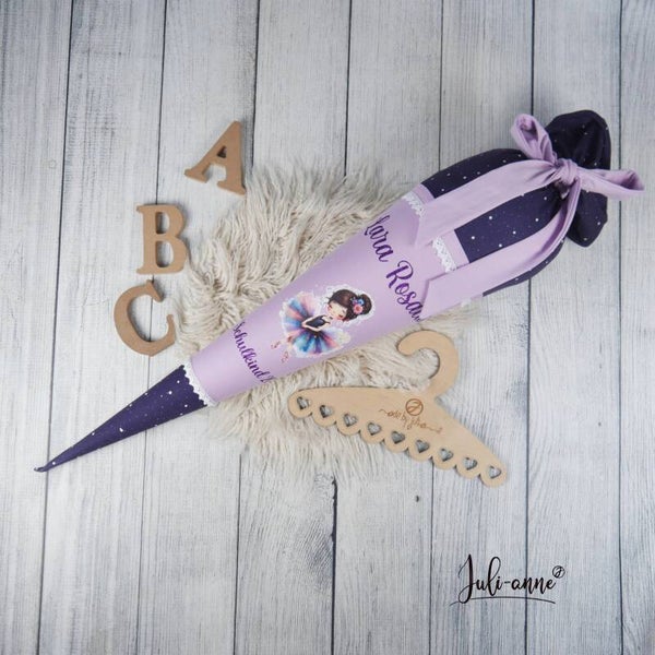 Schultüte Flieder Ballerina  70cm / 85cm / Geschwister passend zu Ergobag Sternguckbär