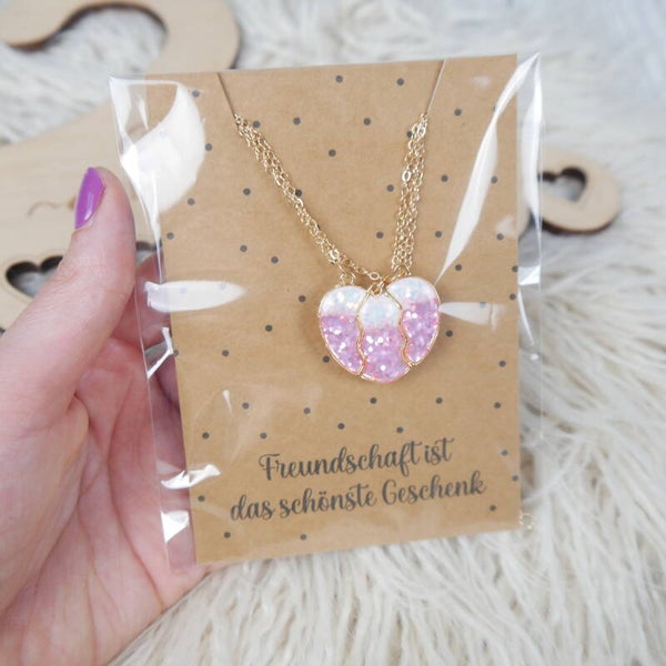 Kette - BFFF - Glitzer Herz