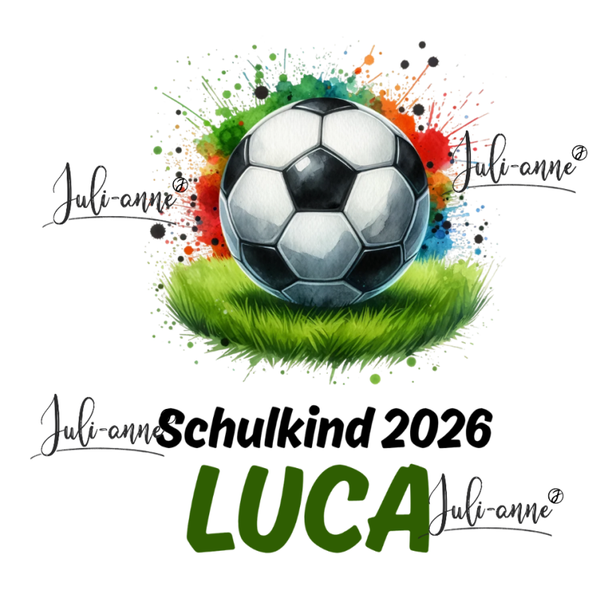 Bügelbild Schulkind FUSSBALL mitName